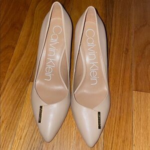 Anthropologie Calvin Klein Nude Heels. Gayle or Brady. ‎ Size 8.  Leather.